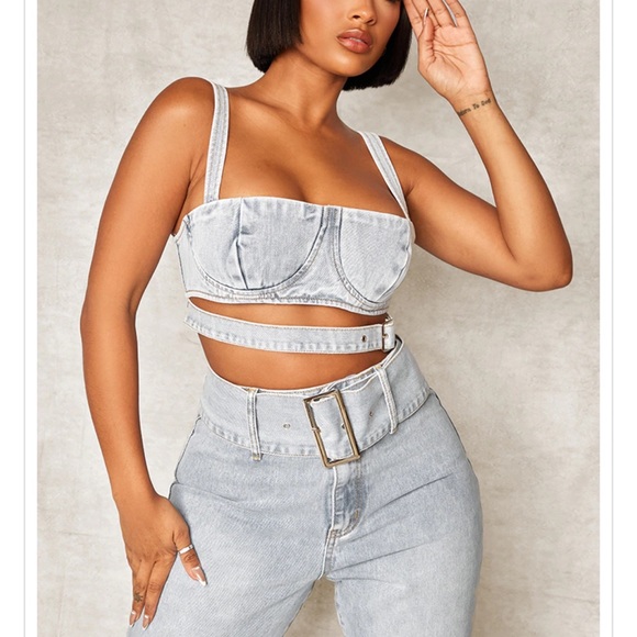 PrettyLittleThing Pants - PrettyLittleThing Two Piece Denim Set